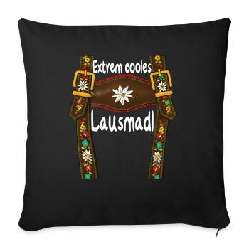 Lausbua Lausmadl Lederhosen Homme Lederhosen Remplaçant Lederhosen - Coussin et housse de 45 x 45 cm - noir - Devant