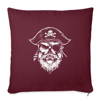Crâne de pirate - Coussin et housse de 45 x 45 cm - bordeaux - Devant