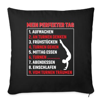 Turnen Mädchen Gymnastik Turnanzug Turnerin - Sofakissen mit Füllung 45 x 45 cm - Schwarz - Vorne