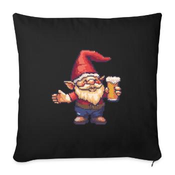 Gartenzwerg Pixel Bier - Sofakissen mit Füllung 45 x 45 cm - Schwarz - Vorne