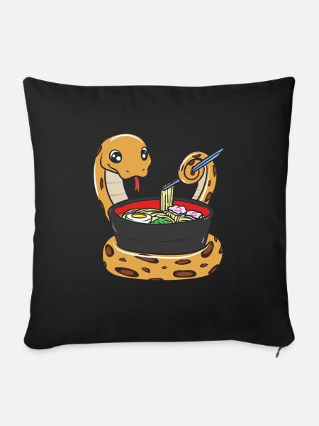 Königspython Isst Ramen - Sofakissen mit Füllung 45 x 45 cm - Schwarz