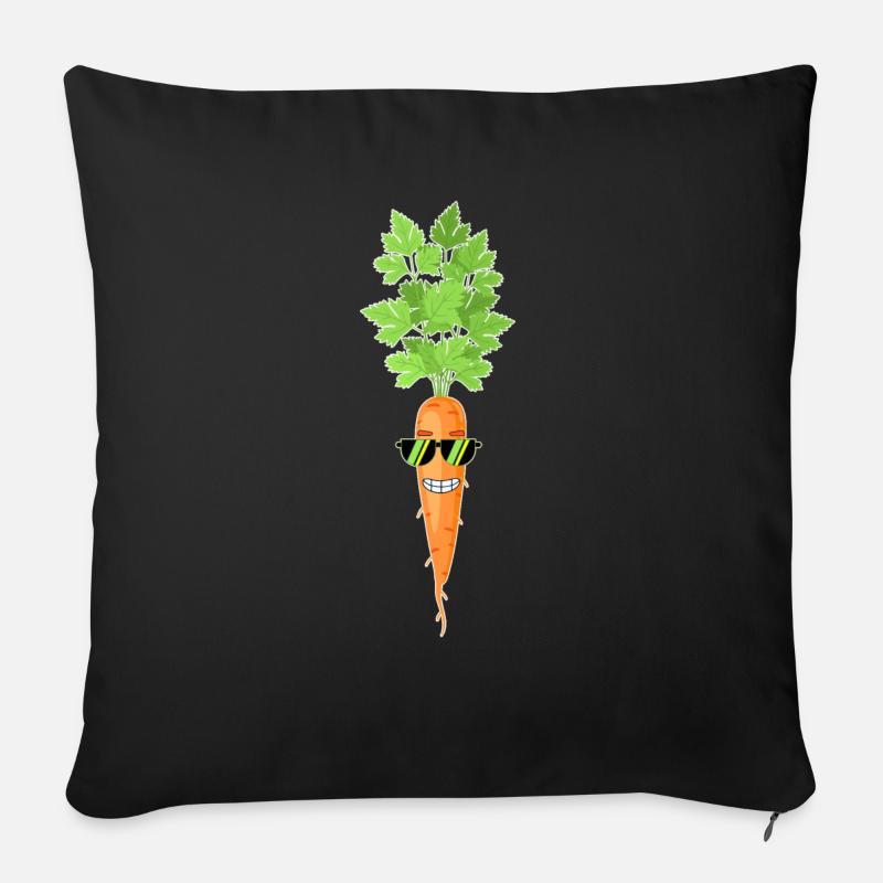 Karotte mit Sonnenbrille - Sofakissen mit Füllung 45 x 45 cm - Schwarz