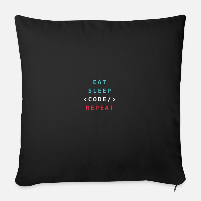 Coding IT Geek - Eat Sleep Code Repeat Programming - Sofakissen mit Füllung 45 x 45 cm - Schwarz