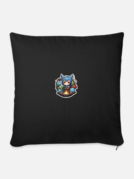 Abenteuer mit flauschigen Gefährten - Sofakissen mit Füllung 45 x 45 cm - Schwarz