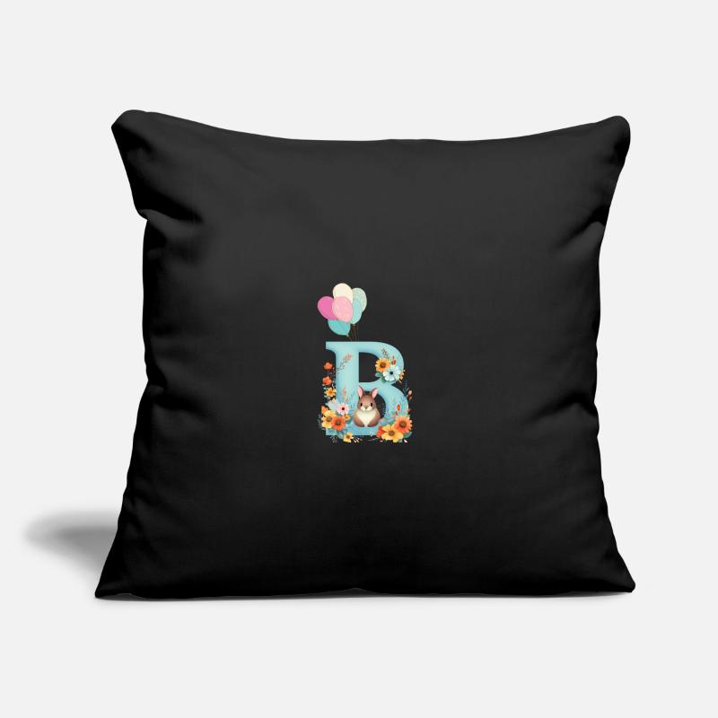 Letter B, Monogram, Flowers, Bunny Sofa pillow with filling 45cm x 45cm