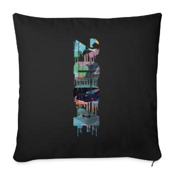 2004,vintage,18,anniversaire,graffiti,peinture - Coussin et housse de 45 x 45 cm - noir - Devant