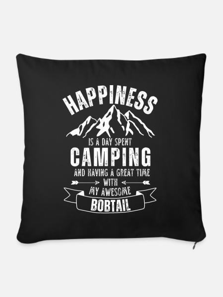 Camping und Bobtail - Sofakissen mit Füllung 45 x 45 cm - Schwarz