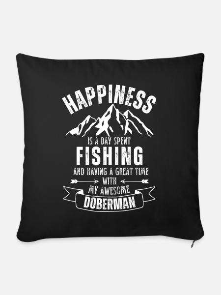 Angeln und Dobermann - Sofakissen mit Füllung 45 x 45 cm - Schwarz
