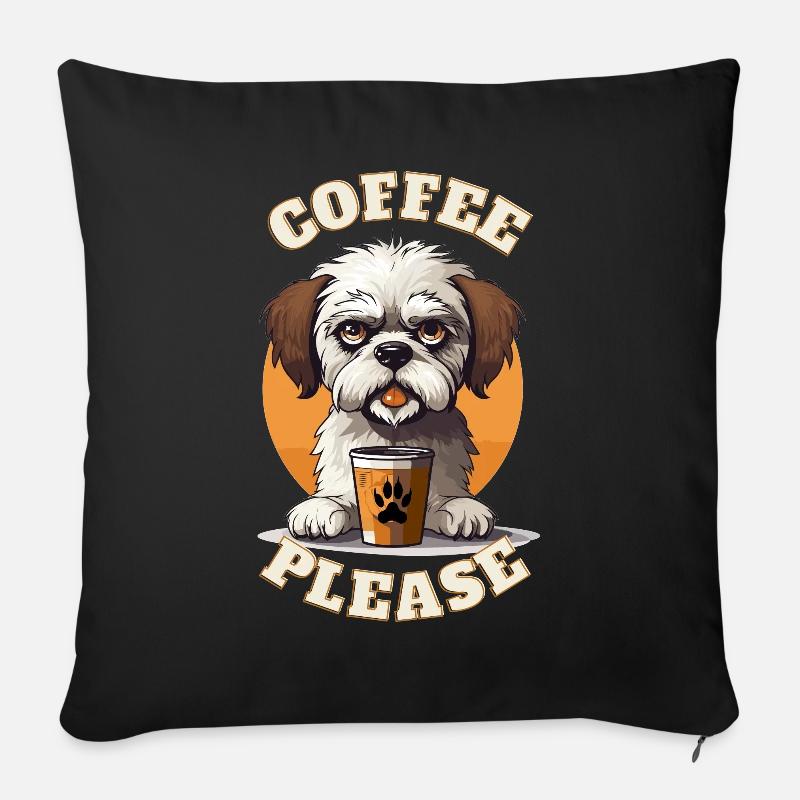 Coffee Please Dog - Sofakissen mit Füllung 45 x 45 cm - Schwarz