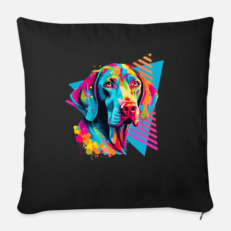 Weimaraner 80er Jahre Stil - Sofakissen mit Füllung 45 x 45 cm - Schwarz