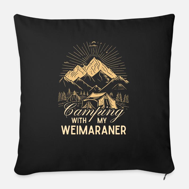 Weimaraner Camping - Sofakissen mit Füllung 45 x 45 cm - Schwarz