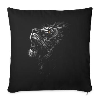 Lion Métal – Design Rock et Sauvage - Coussin et housse de 45 x 45 cm - noir - Devant