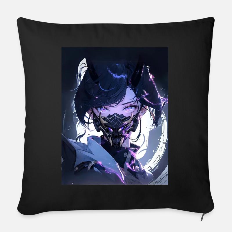 Animierte Frau mit Maske - Sofakissen mit Füllung 45 x 45 cm - Schwarz