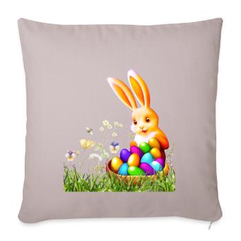 Lapin de Pâques avec des œufs colorés - Coussin et housse de 45 x 45 cm - taupe clair - Devant