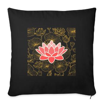 Lotus dans la légèreté - puissance silencieuse visible - Coussin et housse de 45 x 45 cm - noir - Devant