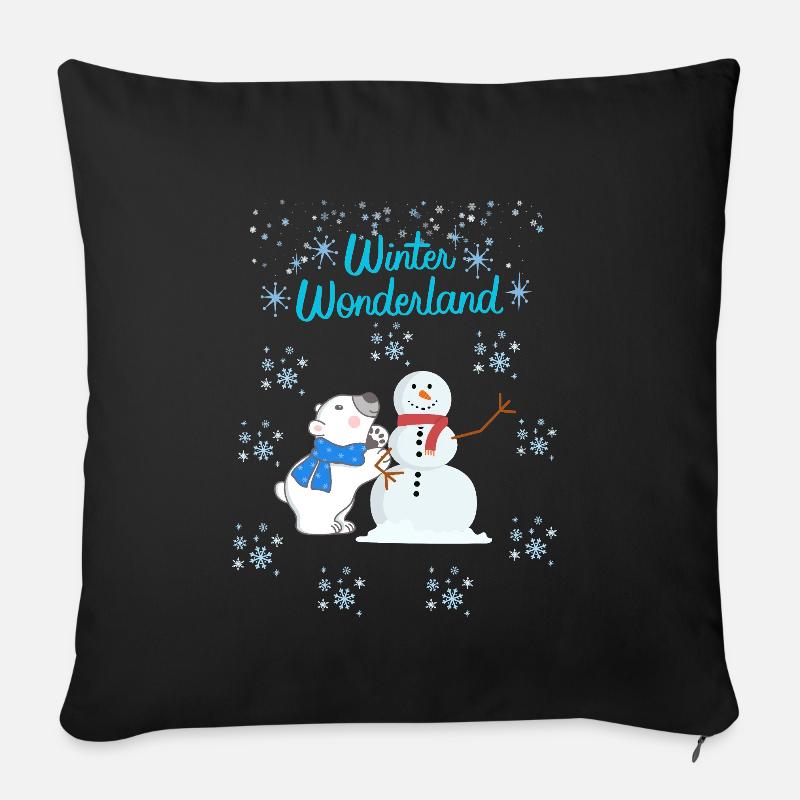 Eisbär & Schneemann - Sofakissen mit Füllung 45 x 45 cm - Schwarz