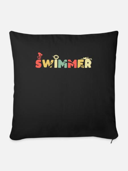 Schwimmen Schwimmer - Sofakissen mit Füllung 45 x 45 cm - Schwarz