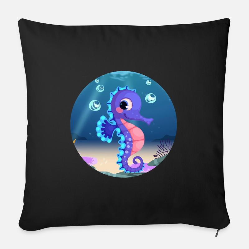 Seepferdchen - Sofakissen mit Füllung 45 x 45 cm - Schwarz
