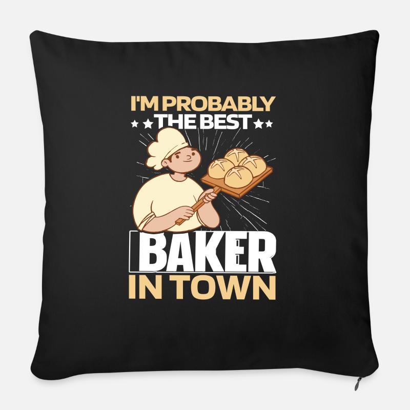 Backen Bäcker Bäckerei - Sofakissen mit Füllung 45 x 45 cm - Schwarz