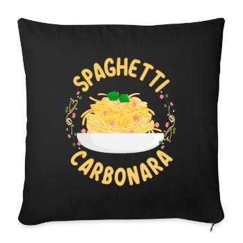 Spaghetti Carbonara | Amateurs de pâtes cuisiniers - Coussin et housse de 45 x 45 cm - noir - Devant