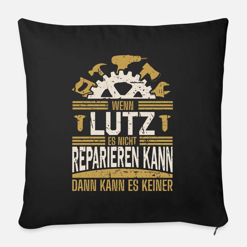 Lutz Name Geschenk Geburtstag - Sofakissen mit Füllung 45 x 45 cm - Schwarz