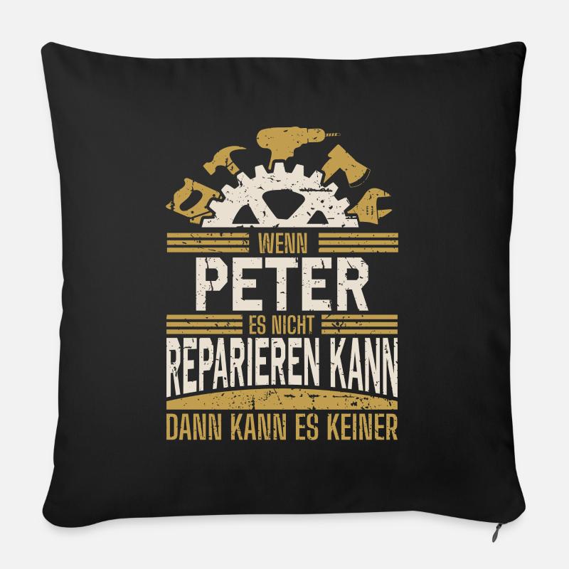 Peter Name Geschenk Geburtstag - Sofakissen mit Füllung 45 x 45 cm - Schwarz