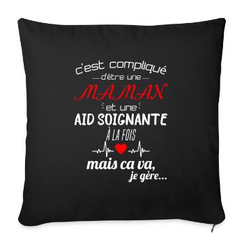 pas parfaite aide-soignante;cadeau aide soignante - Coussin et housse de 45 x 45 cm - noir - Devant