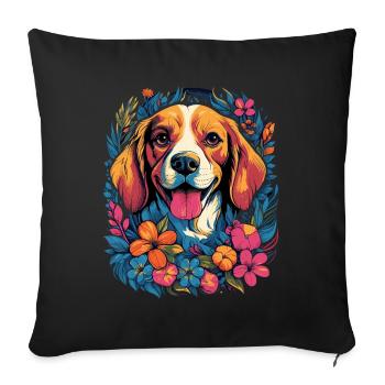 Cadeau de chien Beagle - Coussin et housse de 45 x 45 cm - noir - Devant
