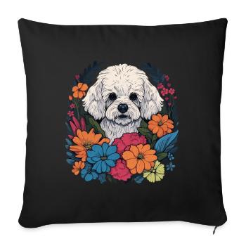Bichon Frise Chien Cadeau - Coussin et housse de 45 x 45 cm - noir - Devant