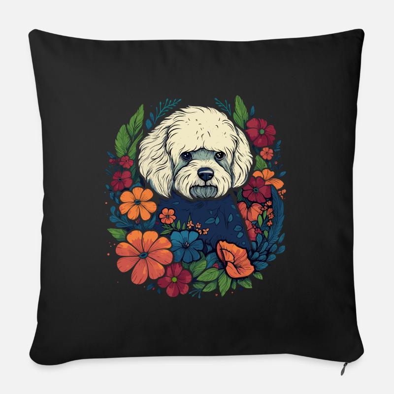 Bichon Frise Chien Cadeau - Coussin et housse de 45 x 45 cm - noir