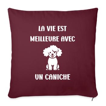 Humour chien petit caniche - Coussin et housse de 45 x 45 cm - bordeaux - Devant