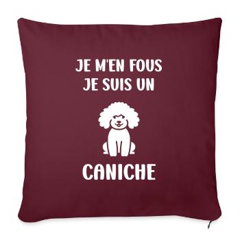 Humour chien petit caniche - Coussin et housse de 45 x 45 cm - bordeaux - Devant