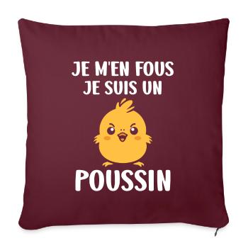 Humour petit poussin - Coussin et housse de 45 x 45 cm - bordeaux - Devant
