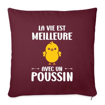 Humour bébé poussin - Coussin et housse de 45 x 45 cm - bordeaux - Devant