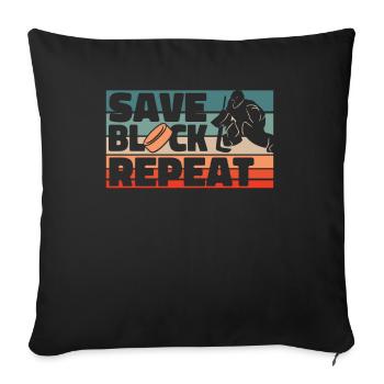 Eishockey Torwart - Sofakissen mit Füllung 45 x 45 cm - Schwarz - Vorne