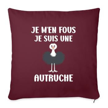 Humour autruche - Coussin et housse de 45 x 45 cm - bordeaux - Devant