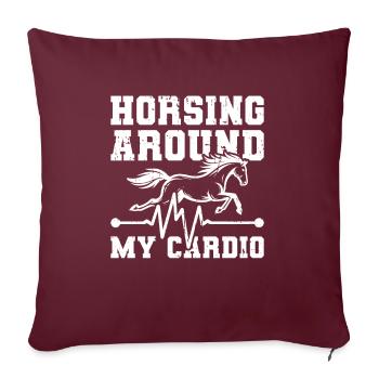 Électrocardiogramme équestre pour chevaux - Coussin et housse de 45 x 45 cm - bordeaux - Devant