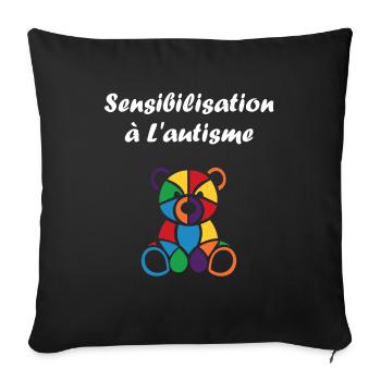 Animal Sensibilisation à l'autisme - Coussin et housse de 45 x 45 cm - noir - Devant