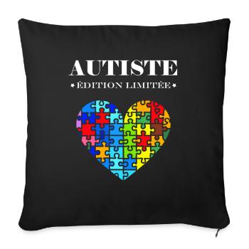 sensibilisation a l'autisme autiste - Coussin et housse de 45 x 45 cm - noir - Devant