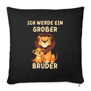 Ich werde ein großer Bruder Löwe - Sofakissen mit Füllung 45 x 45 cm - Schwarz - Vorne