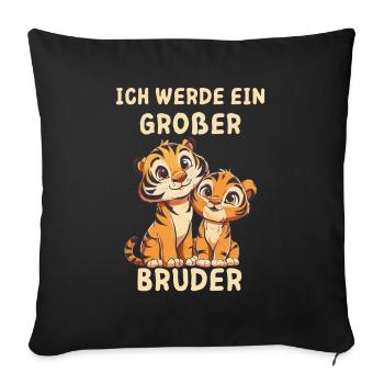 Ich werde ein großer Bruder Tiger - Sofakissen mit Füllung 45 x 45 cm - Schwarz - Vorne
