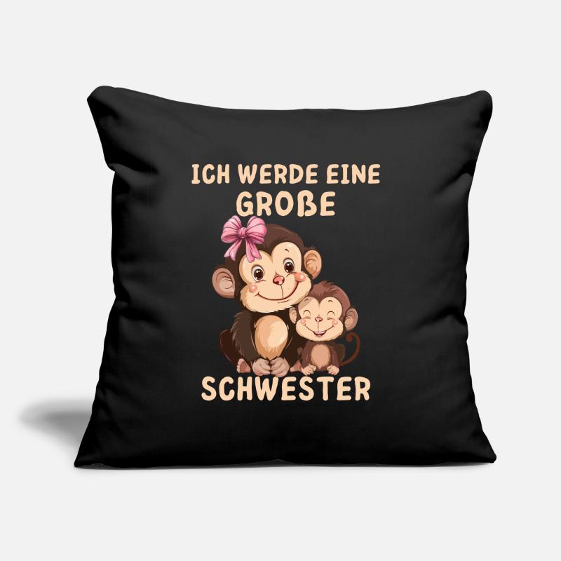 Ich werde eine große Schwester Affe Sofakissen mit Füllung 45 x 45 cm