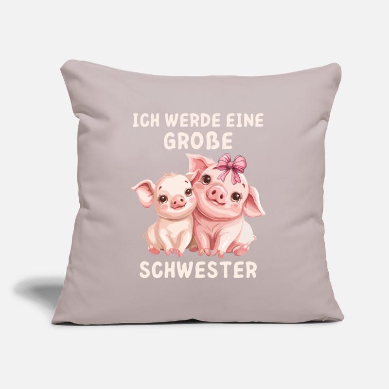 Ich werde eine große Schwester Schwein Sofakissen mit Füllung 45 x 45 cm