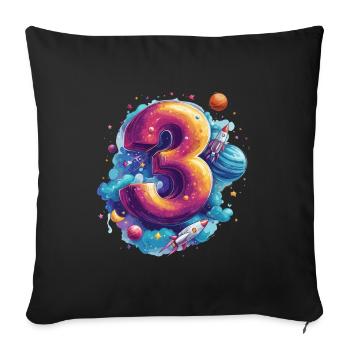 Espace 3ème anniversaire - Coussin et housse de 45 x 45 cm - noir - Devant