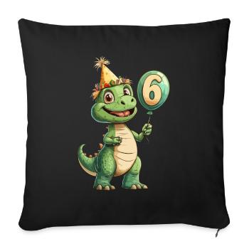 6th Birthday Dino - Sofa pillow with filling 45cm x 45cm - black - Front