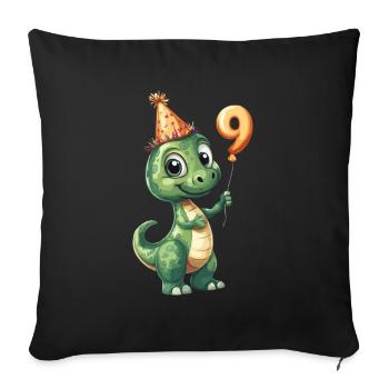 9th Birthday Dino - Sofa pillow with filling 45cm x 45cm - black - Front