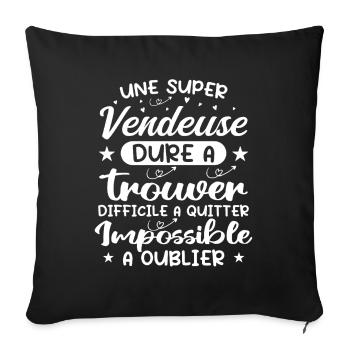 Une Super Vendeuse - Cadeau vendeuse - Coussin et housse de 45 x 45 cm - noir - Devant