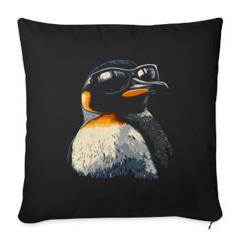 Pinguin cool Sonnenbrille Tiere Tier - Sofakissen mit Füllung 45 x 45 cm - Schwarz - Vorne