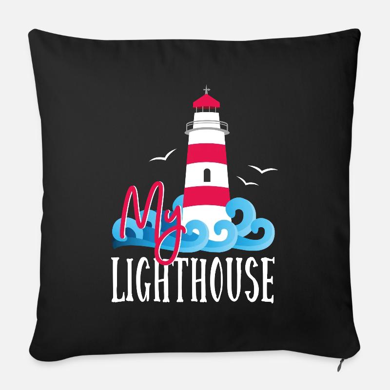 Phare dans la tempête - mon phare - Coussin et housse de 45 x 45 cm - noir