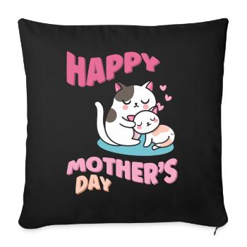 Mother's Day mom and baby cats - kawaii style - Sofa pillow with filling 45cm x 45cm - black - Front
